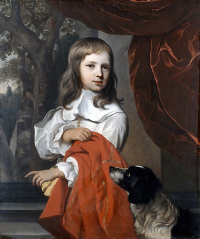 Portret van een jonge jongen met een hond, 1658 door Jacob or Jacques van Loo